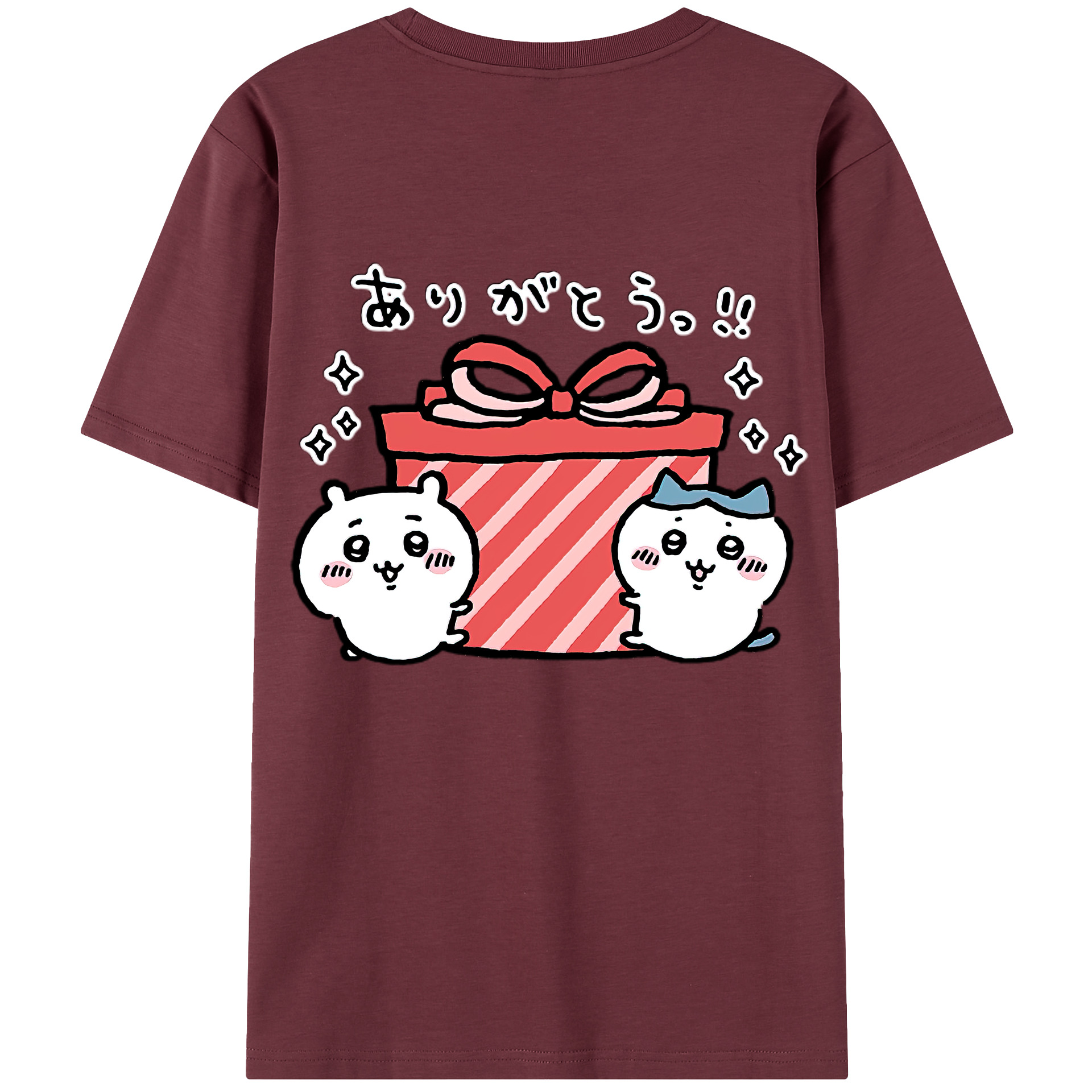 （画像用） ちいかわ ハチワレ Chii-kawa hachiware 綿100％半袖Tシャツ（背面プリント）